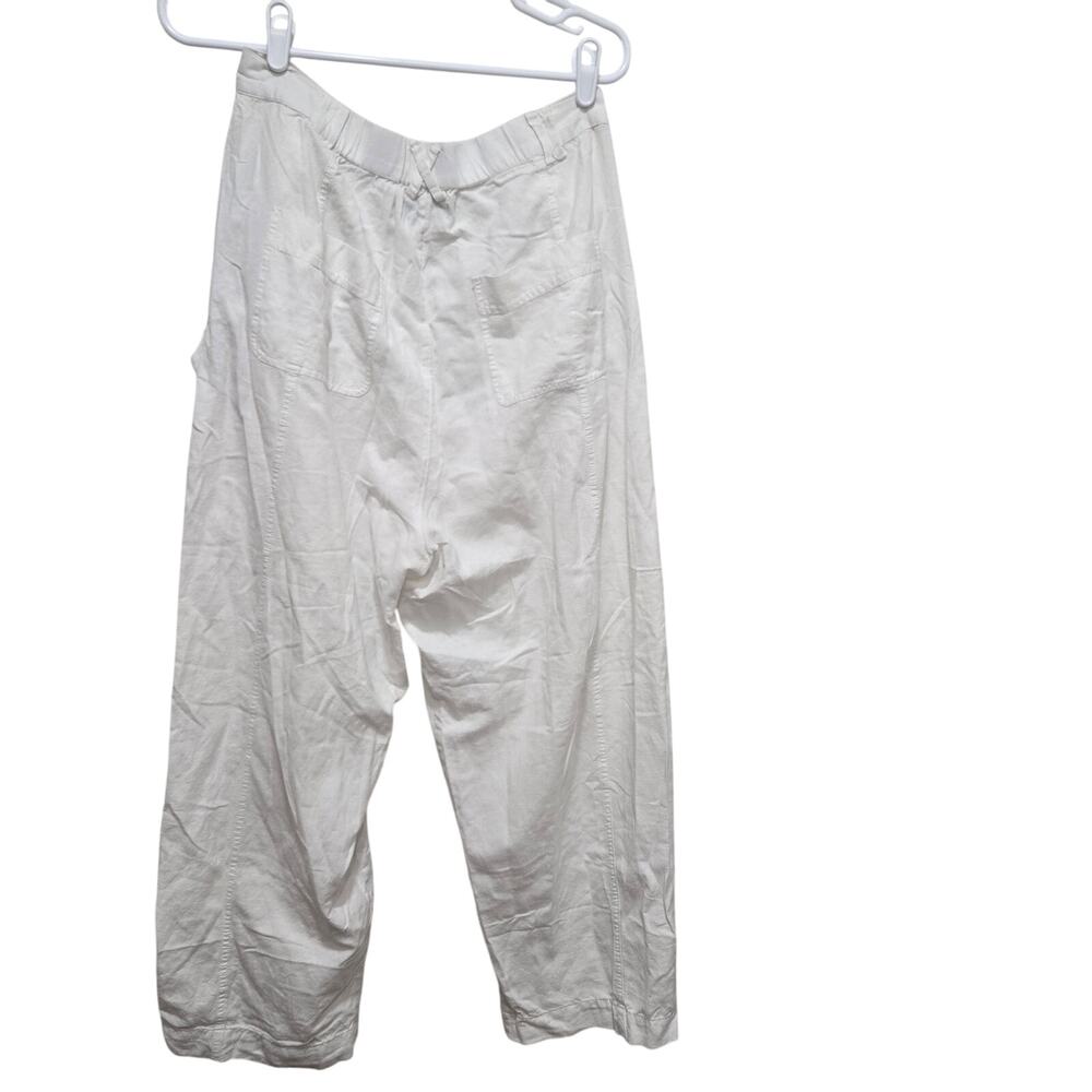 White Linen Cargo Pants Cropped Utility – Size 12 - Picture 2 of 14
